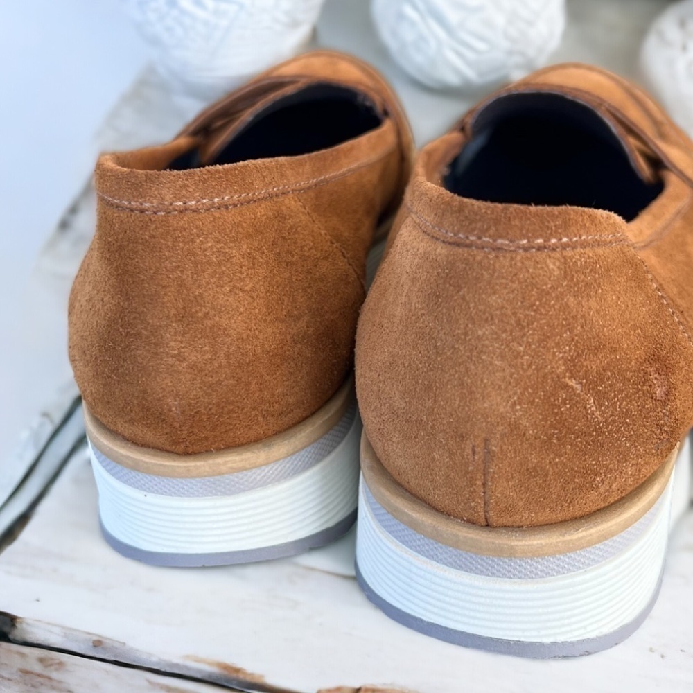 Annabella Suede Leather Penny Loafers Women's Size 7.5 Euro 39 Tobacco Color - Picture 4 of 11